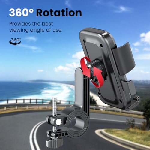 ZORBES® Mobile Holder for Bikes with One Click Locking, 360 ° Rotatable Phone Mount, Mirror Fitting Style, Anti-Shake-Firm Grip, Mobile Holder for Scooty, Activa, Jupiter, Electric Scooters & Bikes ZORBES® Mobile Holder for Bikes with One Click Locking, 360 ° Rotatable Phone Mount, Mirror Fitting Style, Anti-Shake-Firm Grip, Mobile Holder for Scooty, Activa, Jupiter, Electric Scooters & Bikes